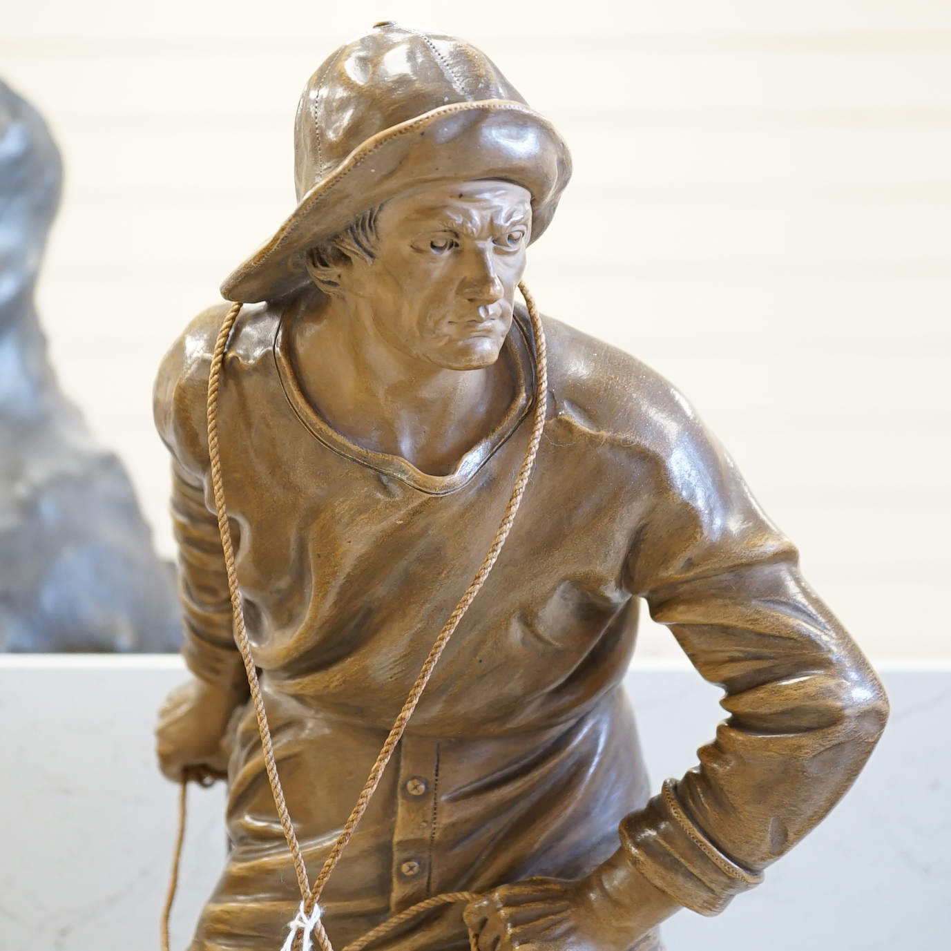 An Art Deco terracotta figure of a seaman - signed Le Guluche, 52cm high